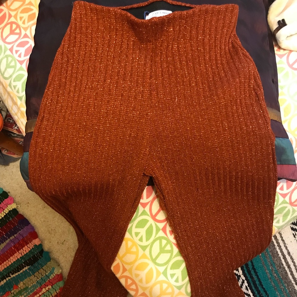 Cropped stretch sparkly pants